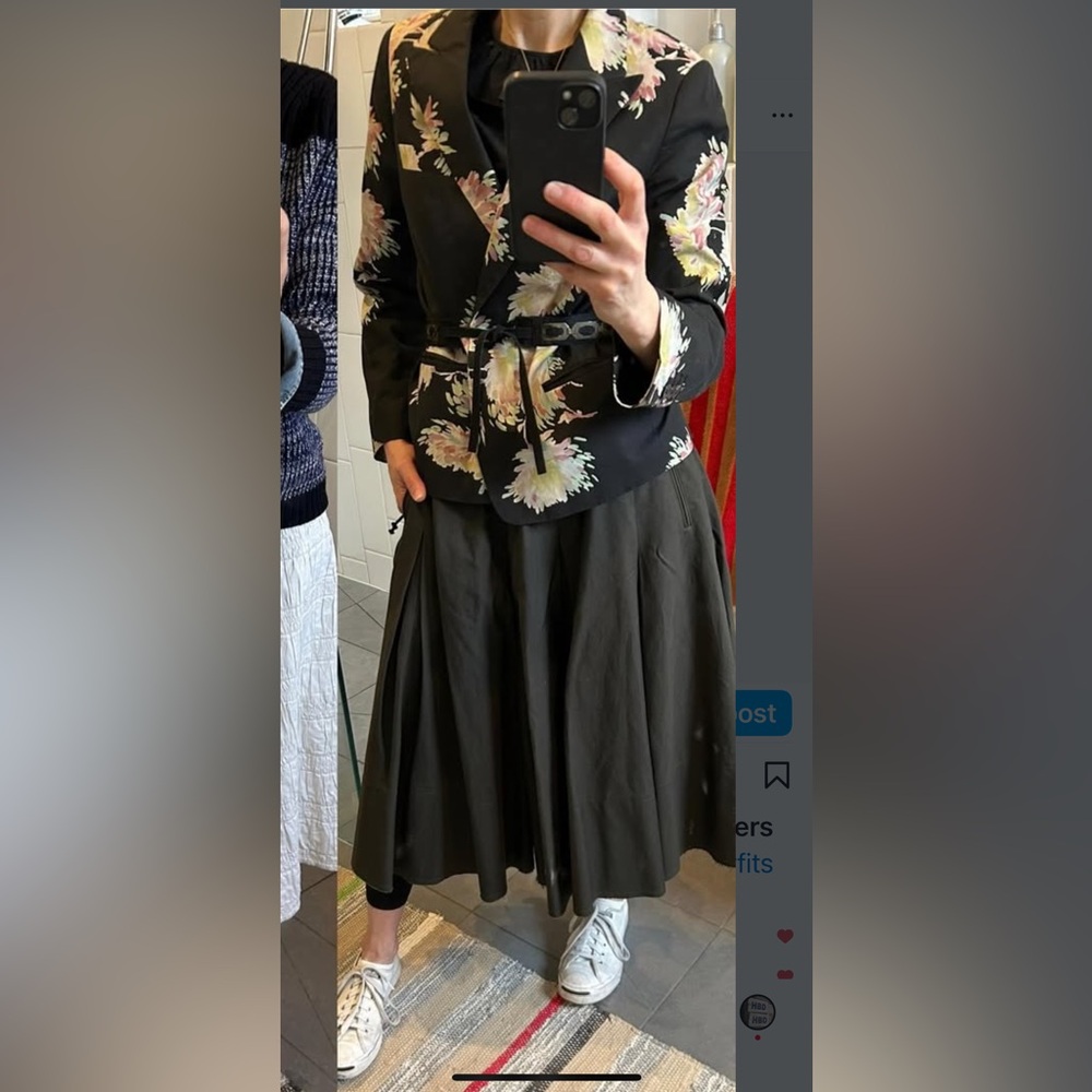 Yohji Yamamoto Off-black Heavy Cotton midi Skirt